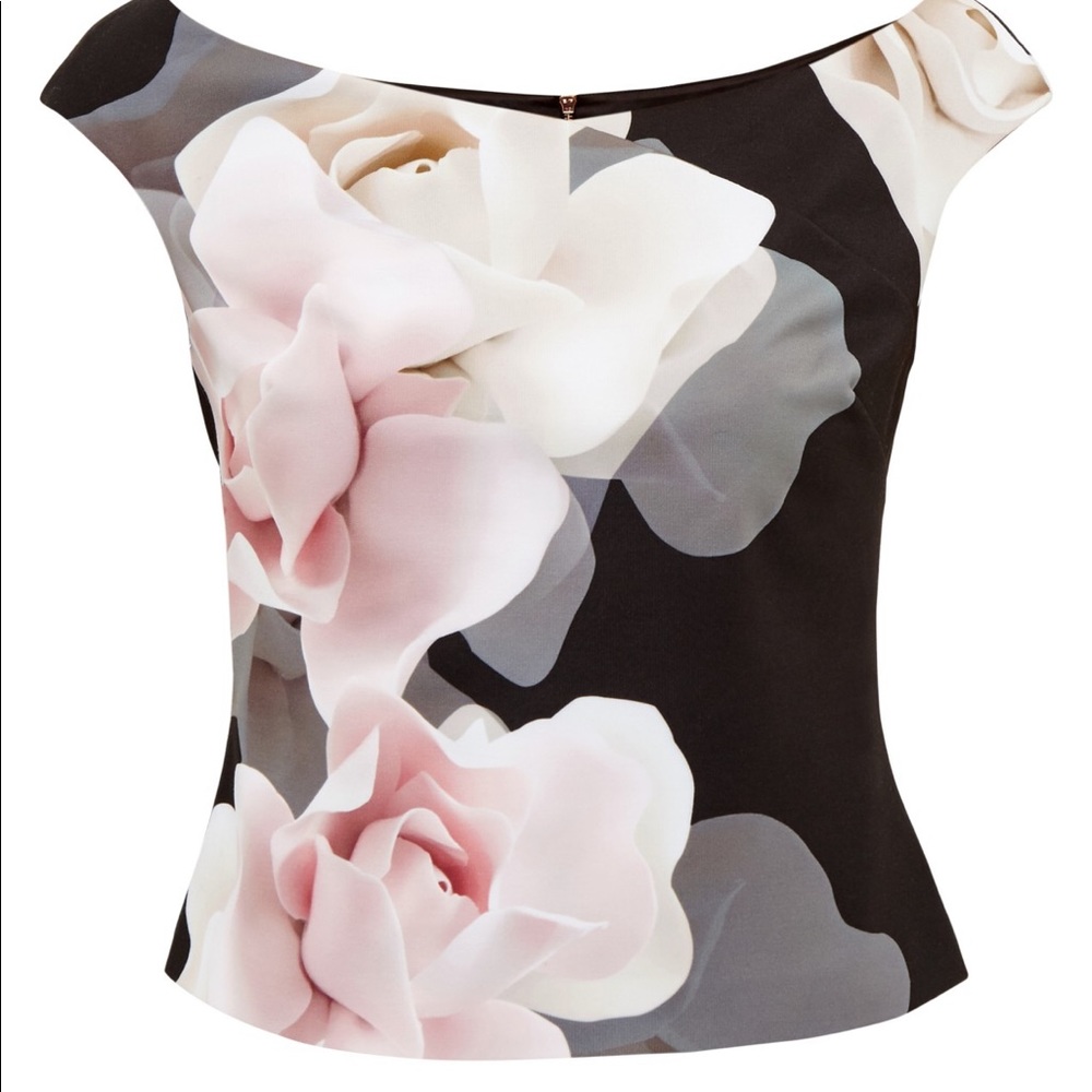 Size 2 Ted Baker sleeveless backzip rose print top